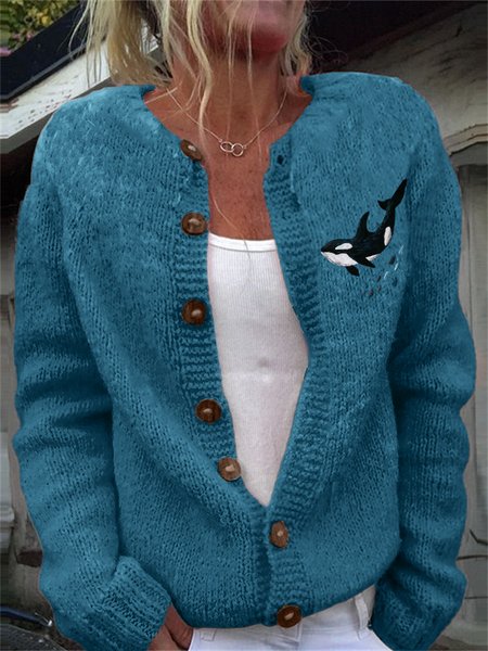 Regular Fit Casual Cardigan, Blue, Cardigans
