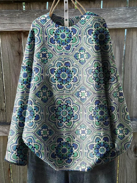 

3D Printing Flower Pattern Art Print Knit Pullover Sweater, Green, Sweaters