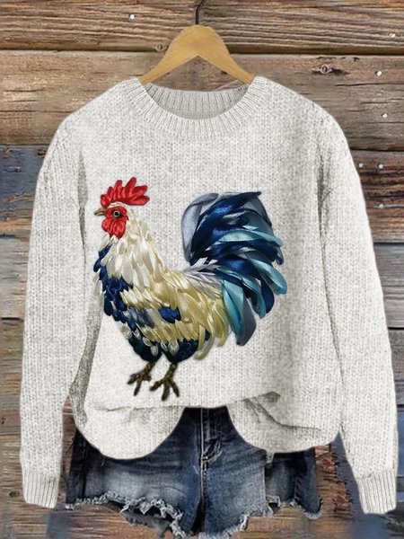 

Maple Leaf Simple Knitted Sweater, White, Sweaters