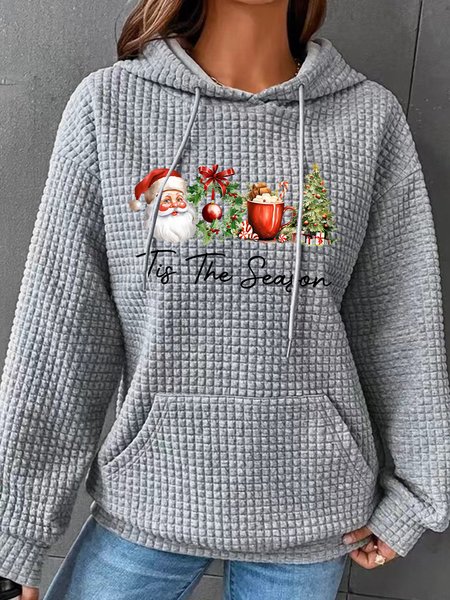 

Christmas Tis the Season Cozy Simple Loose Hoodie, Gray, Hoodies&Sweatshirts