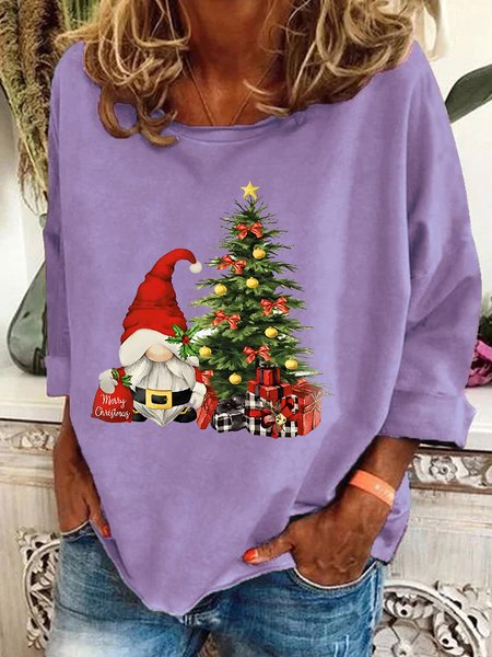 

Santa Gnome Christmas Gnome Christmas Tree Casual Sweatshirt, Lavender, Hoodies&Sweatshirts
