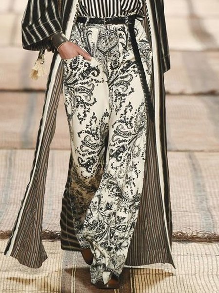 

Floral Loosen Urban Fashion Pants With No Belt, As picture, Pants