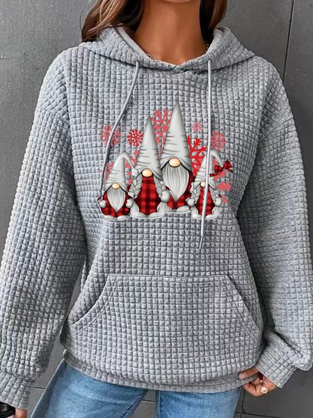 

Gnomes Buffalo Plaid Christmas Gnomes Simple Loose Hoodie, Gray, Hoodies&Sweatshirts