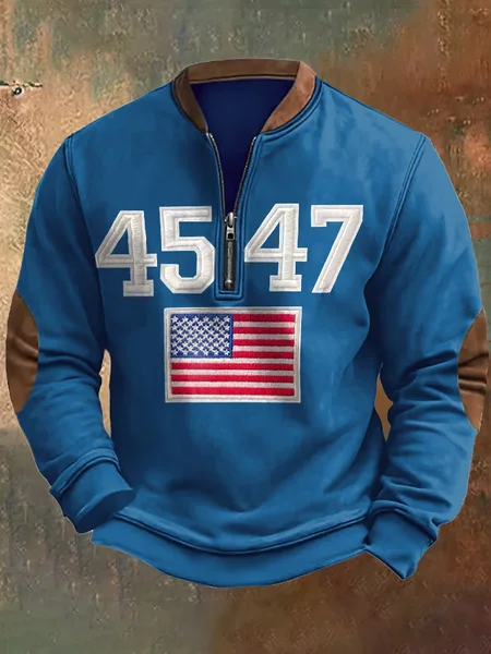 

Men's Vintage Flag Sweatshirt, Blue, Hoodies&Sweatshirts