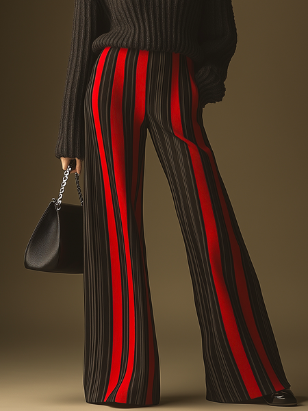 

Casual Color Block Fashion Sweater Pants, Black, Pants