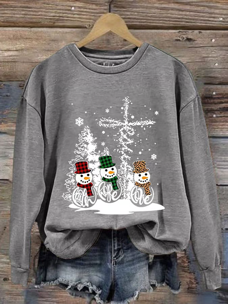 

Women's Christmas Print Casual Sweatshirt, Gray, Hoodies&Sweatshirts