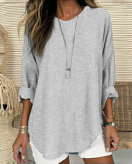

Striped Regular Fit Casual Sweater, Gray, Long sleeves