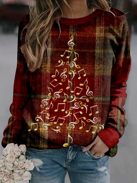 

Christmas Tree with Music Notes Vintage Plaid Sweater, Red, Hoodies&Sweatshirts