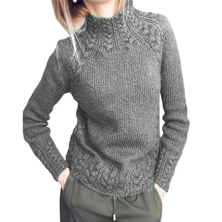 

Plain Mock Neck Vintage Sweater, Light gray, Sweaters & Cardigans