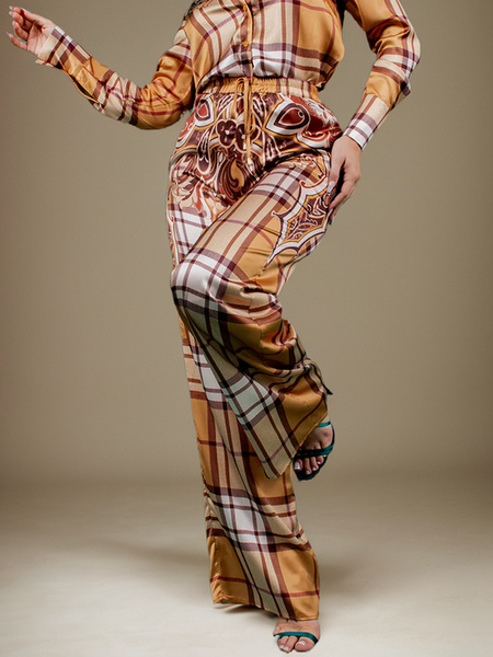 

Regular Fit Plaid Urban Long Pants Straight pants, Khaki, Pants