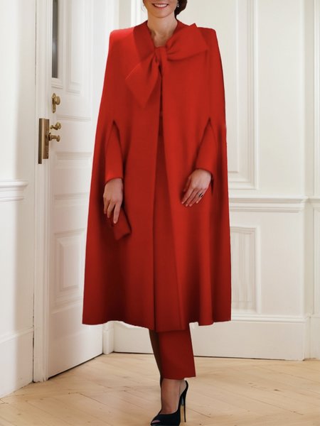 

Plain Woolen Urban Loose Cloak, Red, Poncho and Capes