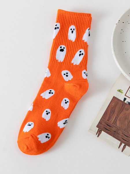 

Halloween Casual Over the Calf Socks, Orange, Socks