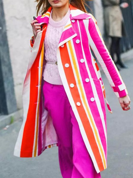 

Urban Regular Sleeve Regular Fit Coat With Belt, As picture, Coats