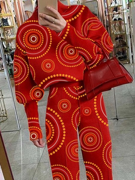 

Loose Raglan Sleeve Abstract Polka Dots Casual Sweatshirt, Red, Hoodies and Sweatshirts