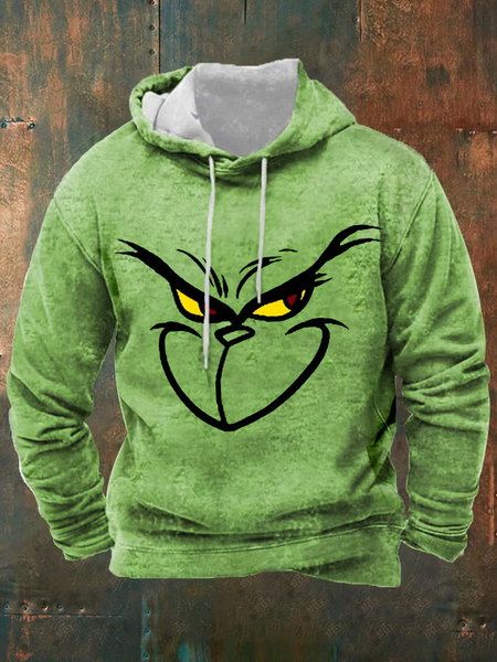 

Men's Christmas Cartoon Character Print Casual Hoodie, Green, Hoodies&Sweatshirts
