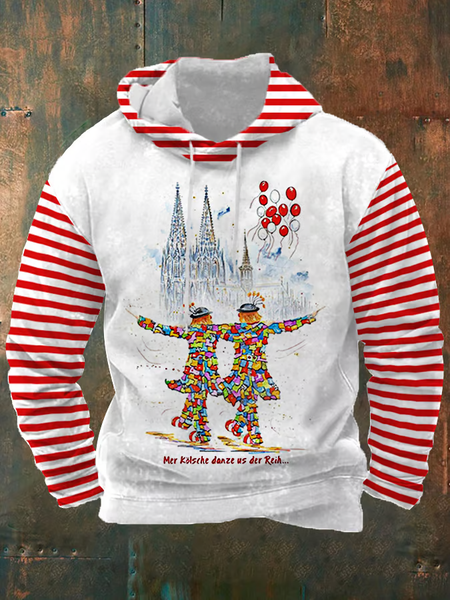 

Men's Kölner Karneval Print Casual Hoodie, White, Hoodies&Sweatshirts