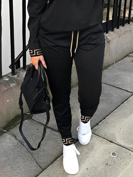 

Letter Pattern Casual Sweatpants & Joggers, Black, Pants