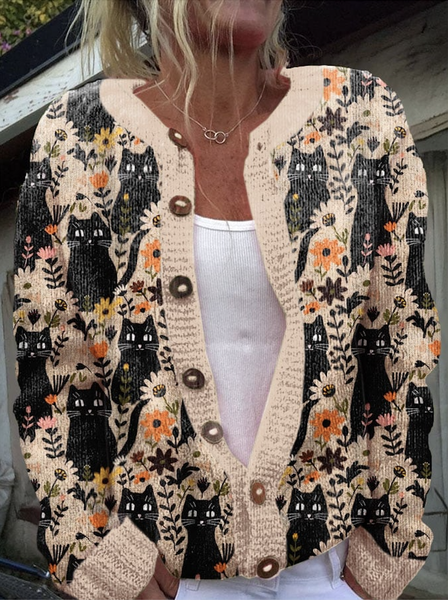

Knitted Casual Regular Fit Cardigan, Khaki, Cardigans
