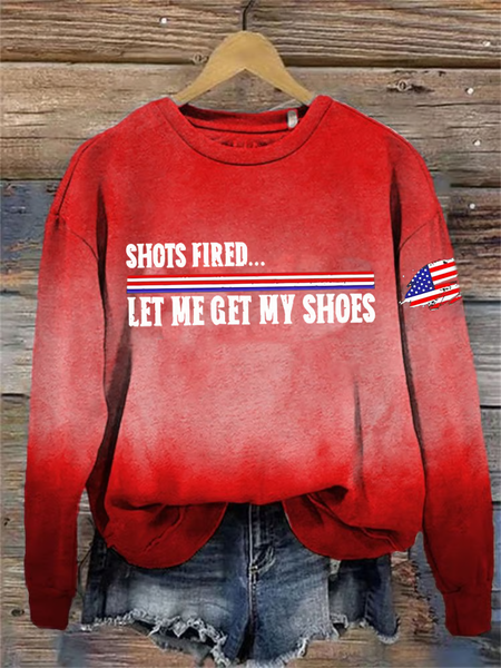 

Womens Red American Flag Battle Print Loose Sweatshirt, Hoodies&Sweatshirts