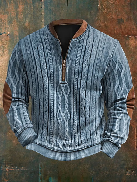 

Men's Western Vintage Textured Print Sweatshirt, As picture, Hoodies&Sweatshirts