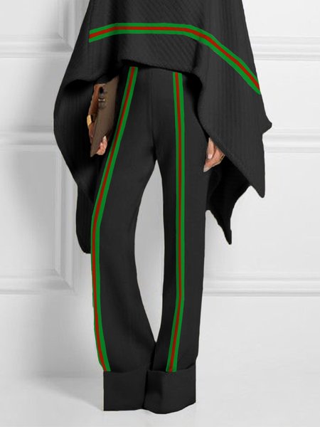

Color Block Loosen Urban Pants, Black, Knit Pants