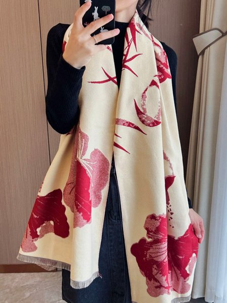 

Urban Floral Imitation Cashmere Scarf, Wine red, Scarves