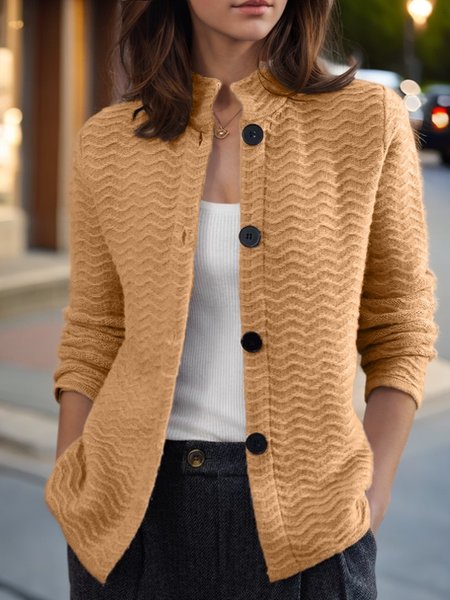 

Women's Casual Spring/Fall Plain Wool/Knitting Cardigan, Camel, Outerwear