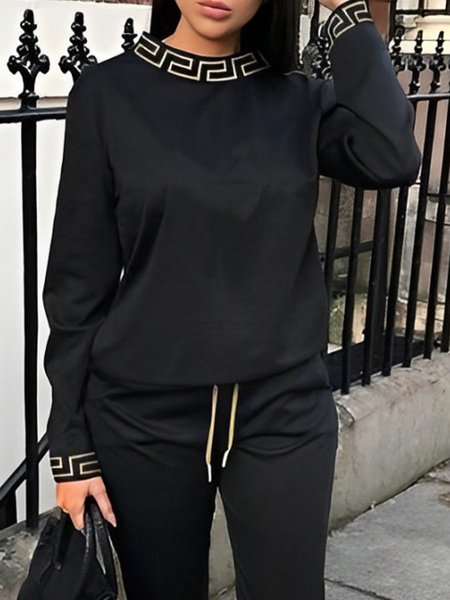 

Casual Letter Pattern Stand Collar Sweatshirt, Black, Hoodies and Sweatshirts