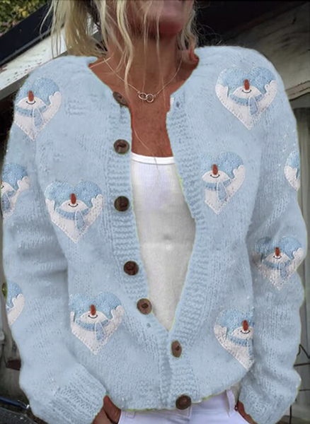 

Maple Leaf Simple Sweater, Light blue, Cardigans