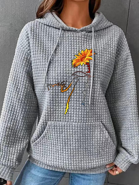 

We're Not Going Back Cat Simple Loose Hoodie, Gray, Hoodies&Sweatshirts
