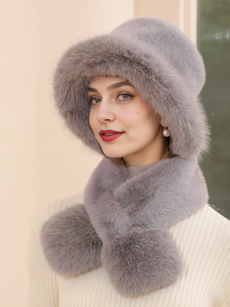 

Fluff/Granular fleece Warmth Hat Scarf Set, Grey, Scarves