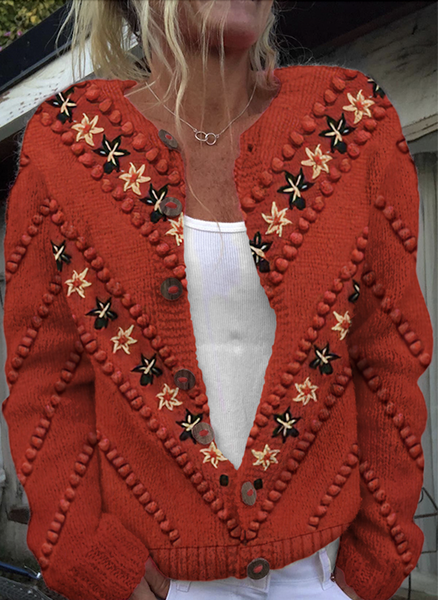 

Casual Crew Neck Sweater, Red, Cardigans