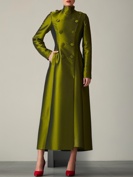 

Plain Urban Regular Sleeve Stand Collar Regular Fit Coat, Green, Coats