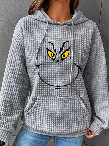 

Fun Christmas Printed Simple Loose Hoodie, Gray, Hoodies&Sweatshirts