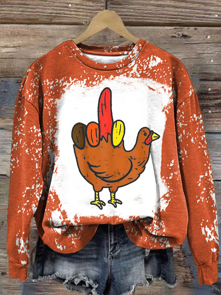 

Women's Thanksgiving WTF Print Sweatshirt, As picture, Hoodies&Sweatshirts