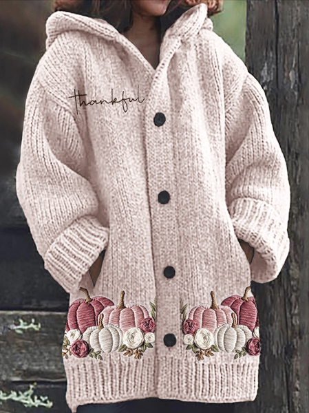 

Casual Floral Wool/Knitting Cardigan, Pink, Cardigans