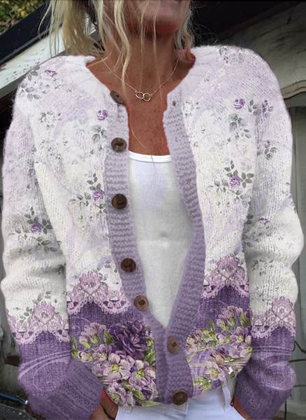 

Knitted Maple Leaf Crew Neck Simple Sweater, White, Cardigans