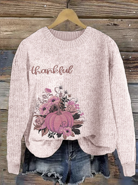 

Maple Leaf Simple Crew Neck Knitted Sweater, Pink, Sweaters