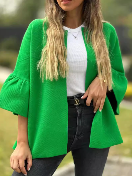 

Women's Plain Regular Loose Jacket, Green, Outerwear