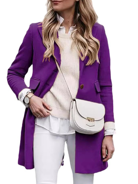 

Women's Plain Regular Loose Jacket, Purple, Outerwear