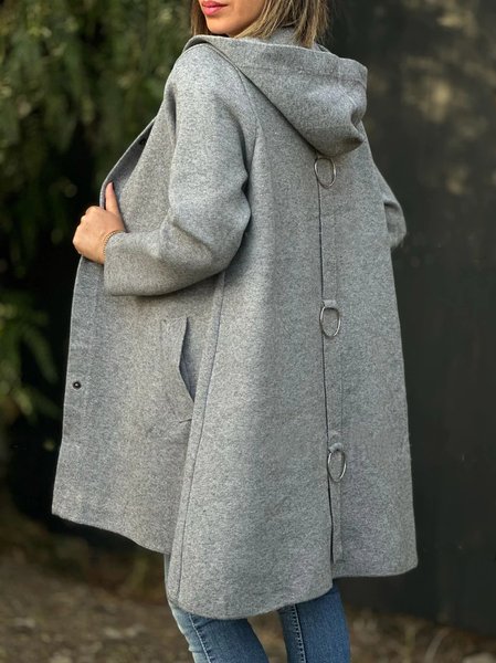 

Women's Plain Regular Loose Jacket, Gray, Outerwear