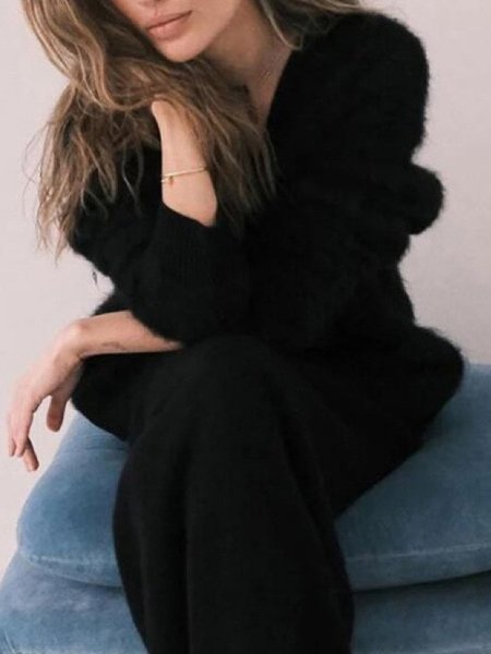 

Wool/Knitting Others Casual Cardigan, Black, Sweaters & Cardigans