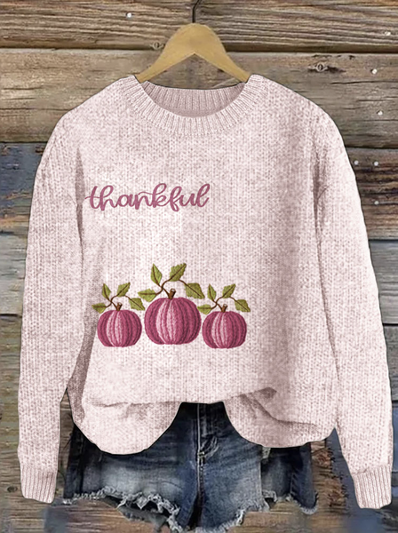 

Loose Crew Neck Knitted Casual Sweater, Pink, Sweaters