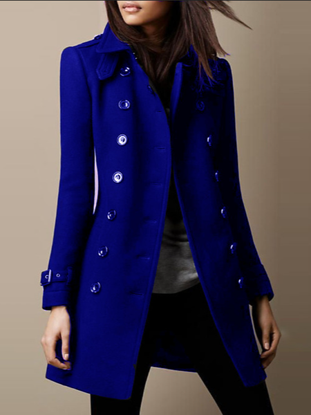 

Women's Plain Regular Loose Jacket, Blue, Outerwear