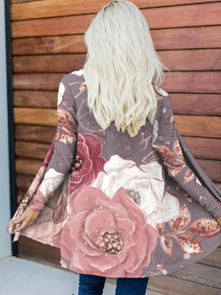 

Women's Breast Cancer Flower Print Long Sleeve Cardigan, Pink, Cardigans