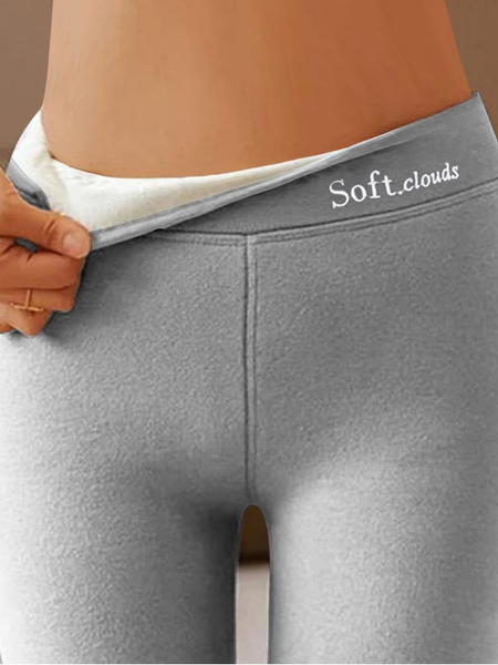 Casual Plain Tight Leggings, Light gray, Leggings