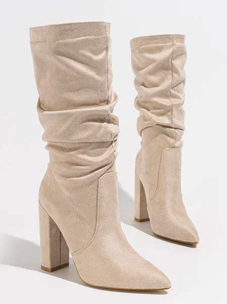 

Suede Plain Urban Fashion Boots, Apricot, Boots