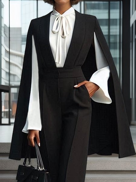 

Stand Collar Regular Fit Plain Long Sleeve Urban Blouse, White, Blouses and Shirts