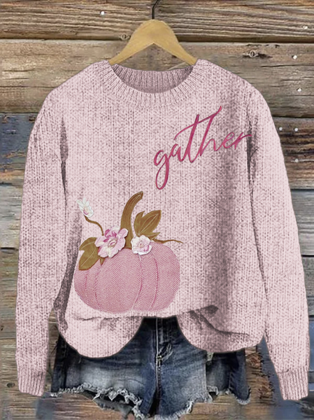 

Knitted Simple Sweater, Pink, Sweaters