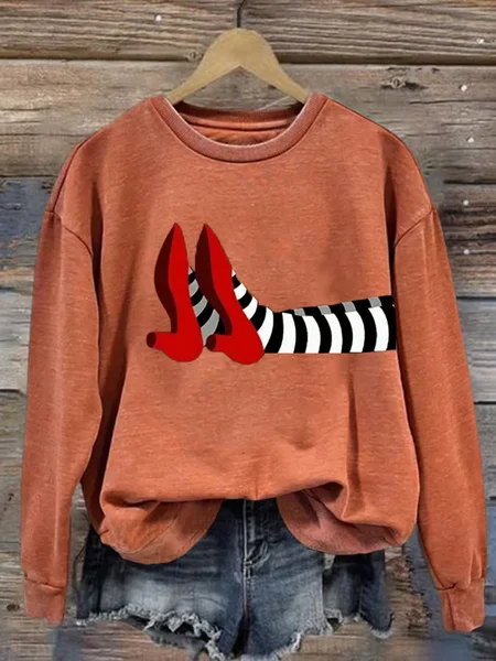 

Women's Halloween Red Shoes Print Sweatshirt, Orange, Hoodies&Sweatshirts